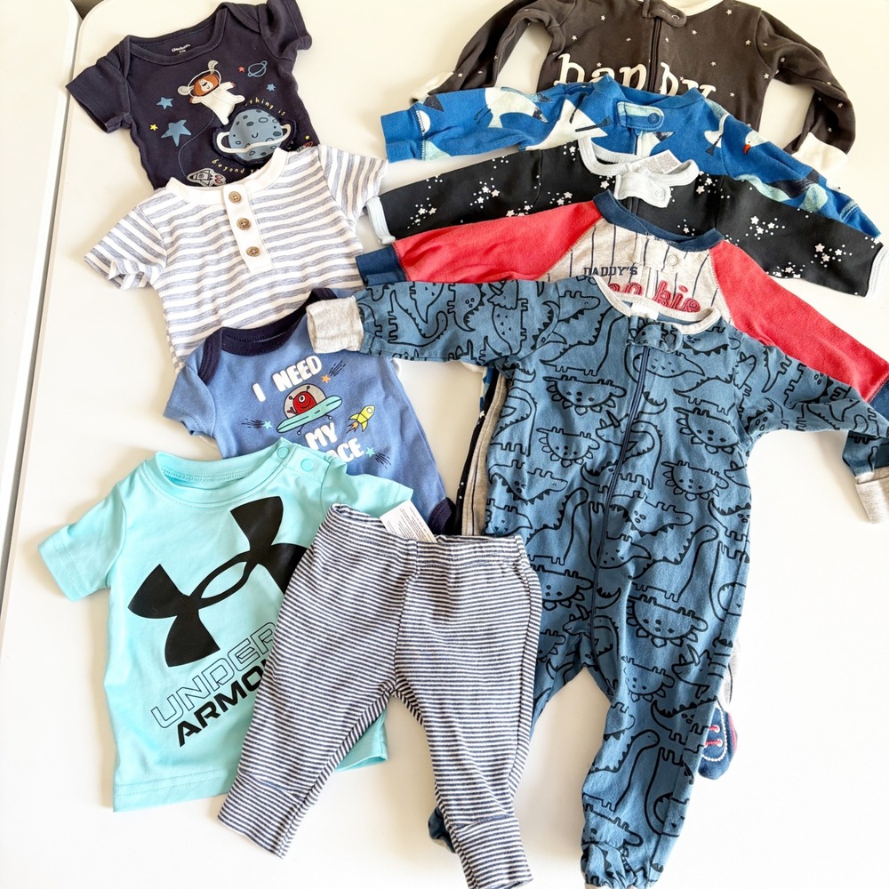 Baby Boys Bundle Lot (10) Under Armour Carters Space Dino Baseball Clothes 0-3M